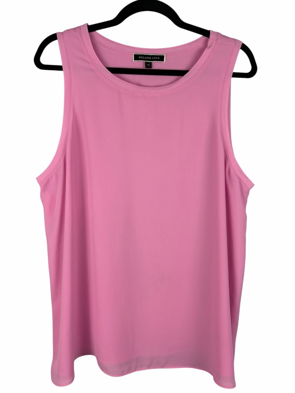 Melanie Lyne Pink Sleeveless Layered Chiffon Tank Blouse Size 14
